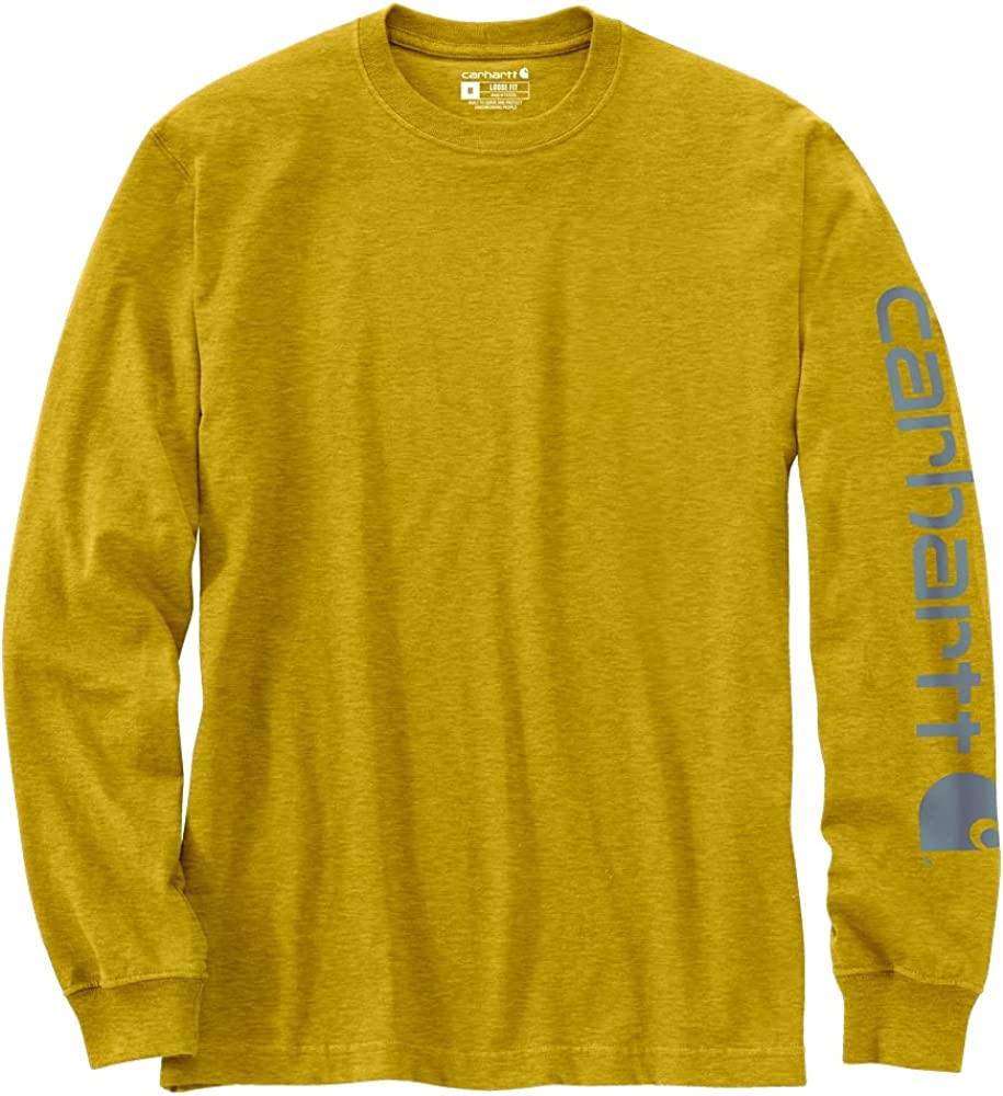 Carhartt Men's Loose Fit Heavyweight Long Logo Sleeve Graphic T-Shirt - Image 3